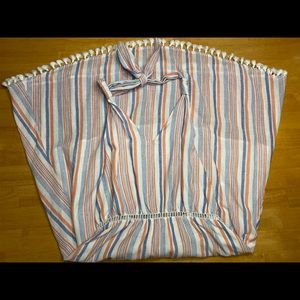 Red White and Blue Halter Neck Midi Dress